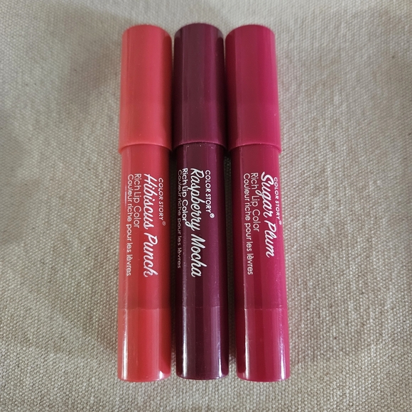 Color Story Rich Lip Color Twist Up Crayon Trio - Raspberry, Hibiscus, & Sugar - Picture 1 of 3
